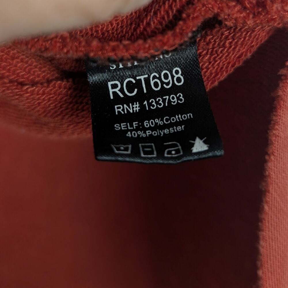 POL Hooded Sweatshirt S Burnt Orange Red Lace Up Sleeve Oversized Casual Cozy - Picture 8 of 8